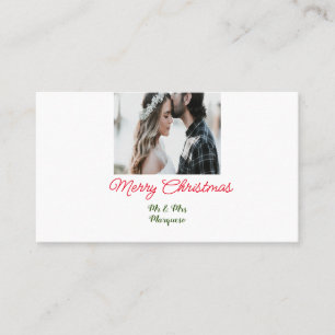 Frohe Weihnachtspaar Foto geben Namen glücklichen  Visitenkarte