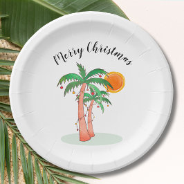 Frohe Weihnachtspalme Bäume Sun Pappteller