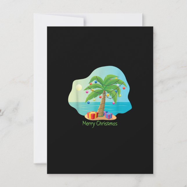 Frohe Weihnachtspalme mit Weihnachtsbeleuchtung Einladung (Vorderseite)