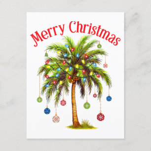 Frohe Weihnachtspalme Tree Light Hawaiian Tropical Begleitkarte