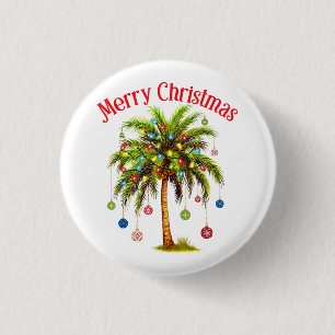 Frohe Weihnachtspalme Tree Light Hawaiian Tropical Button