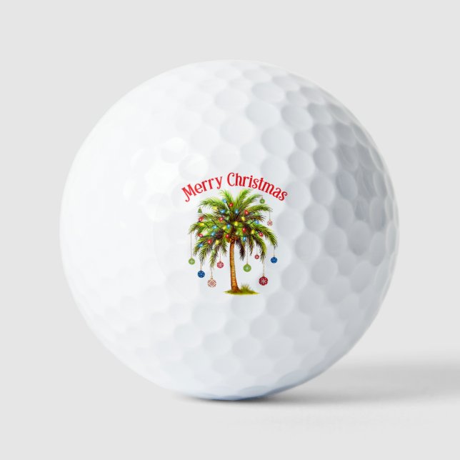 Frohe Weihnachtspalme Tree Light Hawaiian Tropical Golfball (Vorderseite)