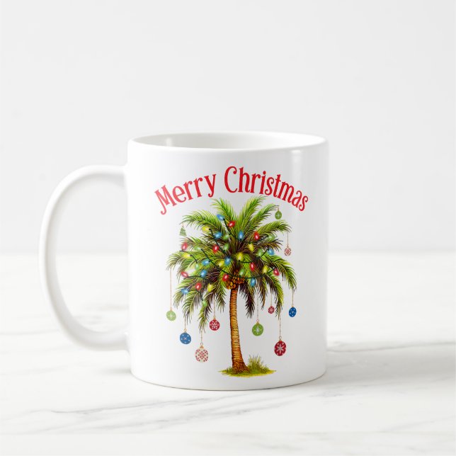 Frohe Weihnachtspalme Tree Light Hawaiian Tropical Kaffeetasse (Links)