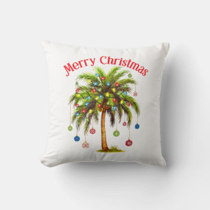 Frohe Weihnachtspalme Tree Light Hawaiian Tropical Kissen