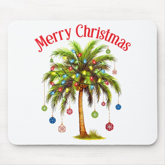 Frohe Weihnachtspalme Tree Light Hawaiian Tropical Mousepad (Vorne)