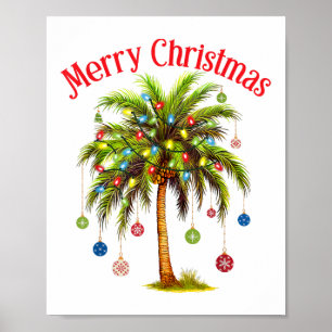 Frohe Weihnachtspalme Tree Light Hawaiian Tropical Poster