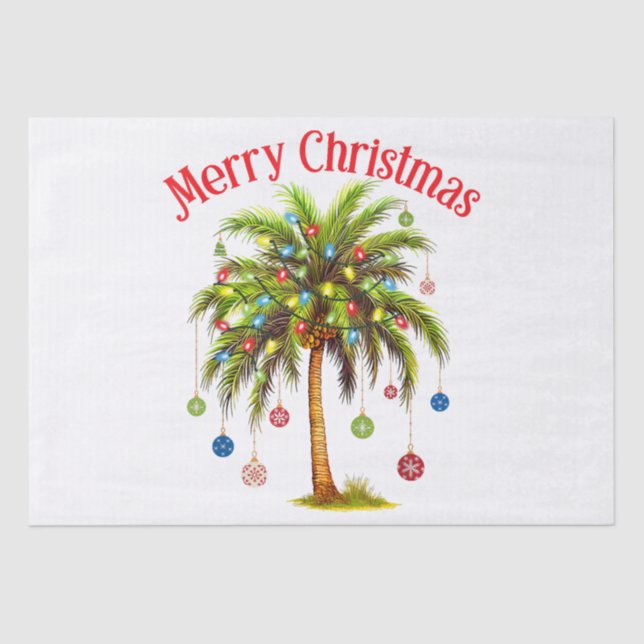 Frohe Weihnachtspalme Tree Light Hawaiian Tropical Seidenpapier (Vorderseite)