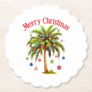 Frohe Weihnachtspalme Tree Light Hawaiian Tropical Untersetzer