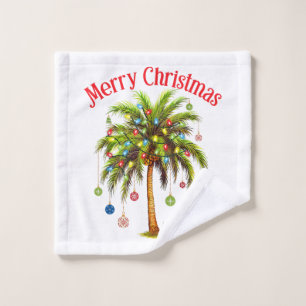Frohe Weihnachtspalme Tree Light Hawaiian Tropical Waschlappen