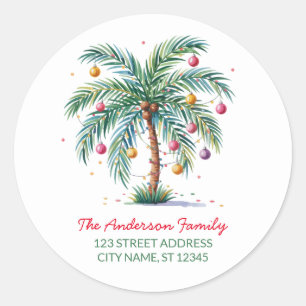 Frohe Weihnachtspalme Tree Light Runder Aufkleber