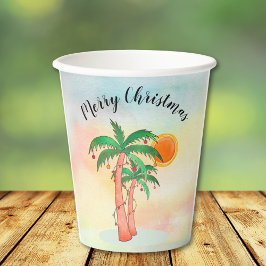 Frohe Weihnachtspalmen Pappbecher
