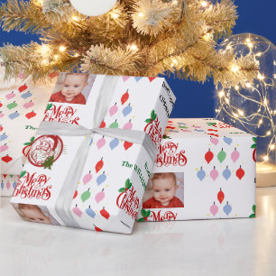 Frohe Weihnachtspastel Santa Personalisiert genehm Geschenkpapier