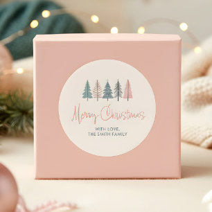 Frohe Weihnachtspastel Tree Runder Aufkleber