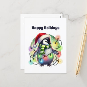 Frohe Weihnachtspenguin anpassbar Feiertagspostkarte