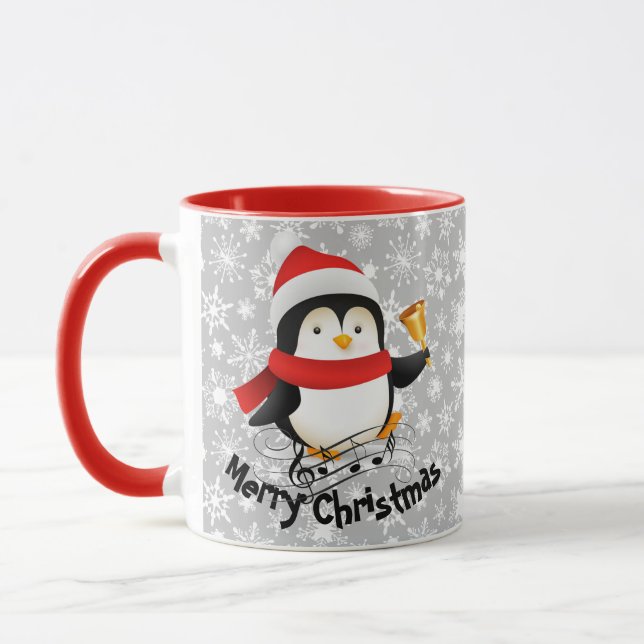 Frohe Weihnachtspenguin personalisiert Tasse (Links)