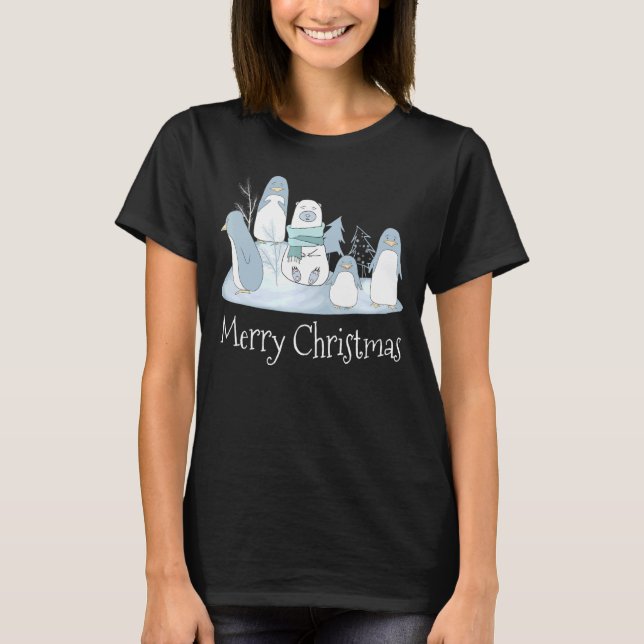 Frohe Weihnachtspenguins Polar Bear Pop Art Chris T-Shirt (Vorderseite)