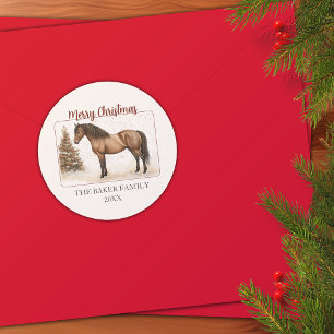 Frohe Weihnachtspferd Paso Fino Personalisiert Runder Aufkleber