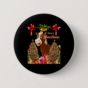 Frohe Weihnachtspferde Button
