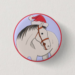 Frohe Weihnachtspferde Button