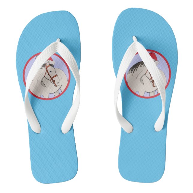 Frohe Weihnachtspferde Flip Flops (Fußbett)
