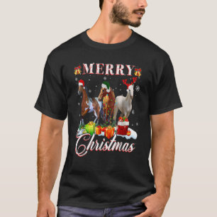 Frohe Weihnachtspferde Light Rentier Weihnachtsman T-Shirt
