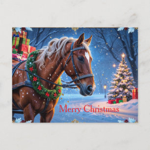 Frohe Weihnachtspferde mit Weihnachtsgeschenken Feiertagspostkarte