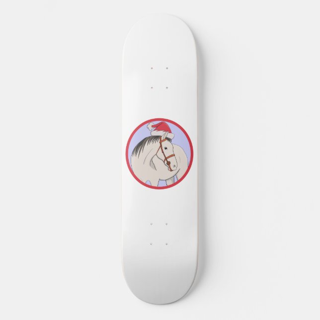 Frohe Weihnachtspferde Skateboard (Vorderseite)