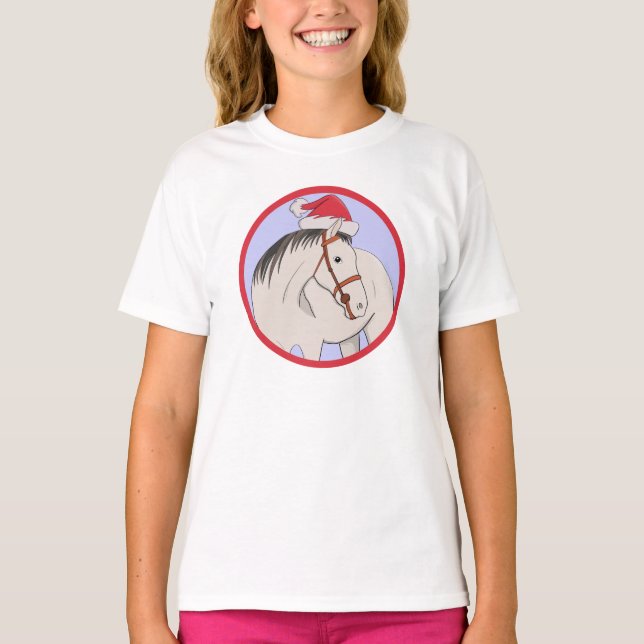 Frohe Weihnachtspferde T-Shirt (Vorderseite)
