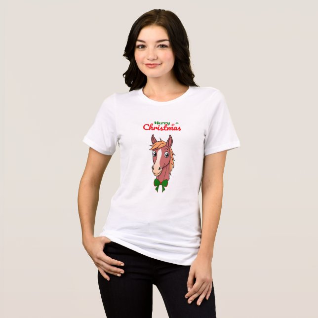 Frohe Weihnachtspferde Tri-Blend Shirt (Vorderseite voll)