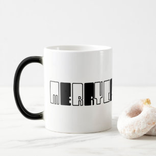 Frohe Weihnachtspiano Keys Typografie Schwarz-weiß Verwandlungstasse