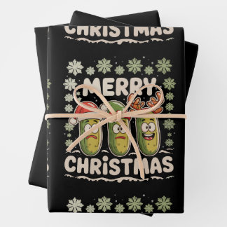 Frohe Weihnachtspickle Lover Xmas Lights Ugly Geschenkpapier Set