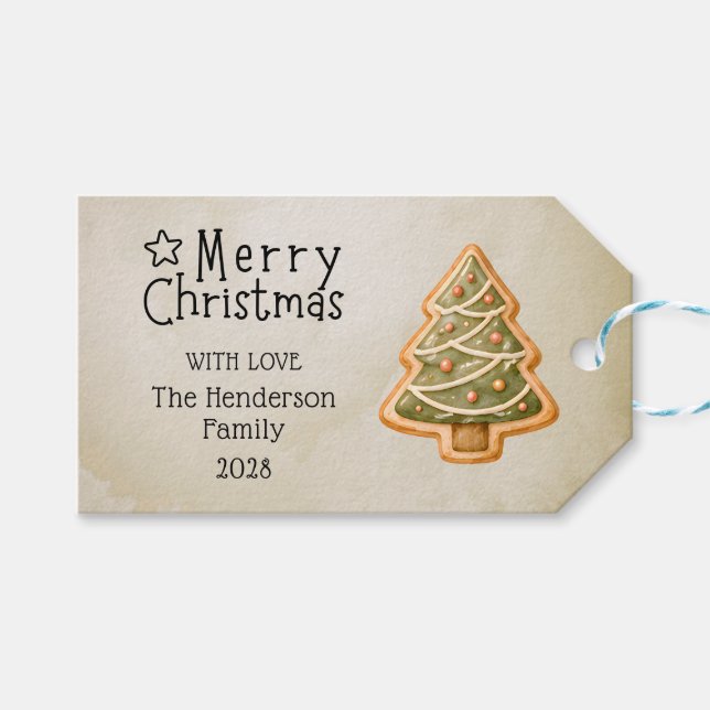 Frohe Weihnachtsplätzchen Zuckerguss Urlaub Geschenkanhänger (Vorderseite (Horizontal))