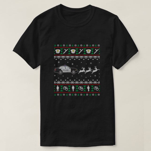 Frohe Weihnachtspolizei Ugly Sweater Geschenk T-Shirt (Design vorne)