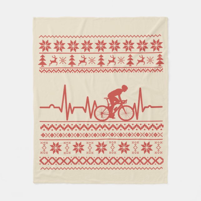 Frohe Weihnachtspulli auf dem Fahrrad Fleecedecke (Vorderseite)