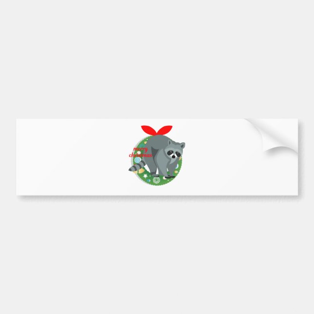 Frohe Weihnachtsracoon Autoaufkleber (Vorne)
