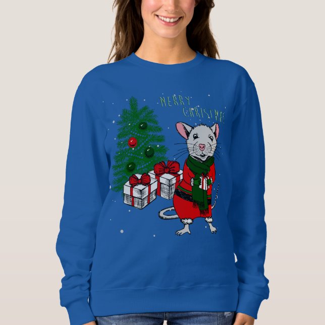 Frohe Weihnachtsratte Sweatshirt (Vorderseite)