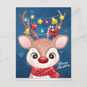 Frohe Weihnachtsreiniger mit Lichtern Postkarte