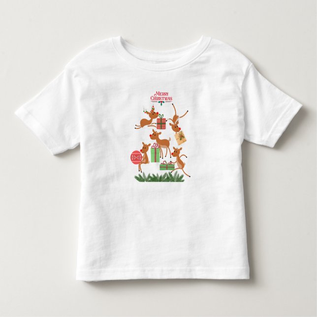 Frohe Weihnachtsrentiere Kleinkind T-shirt (Vorderseite)