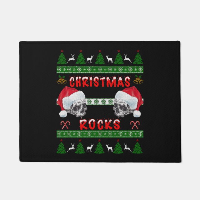 Frohe WeihnachtsROCKS Ugly Christmas Sweater Fußmatte (Vorderseite)