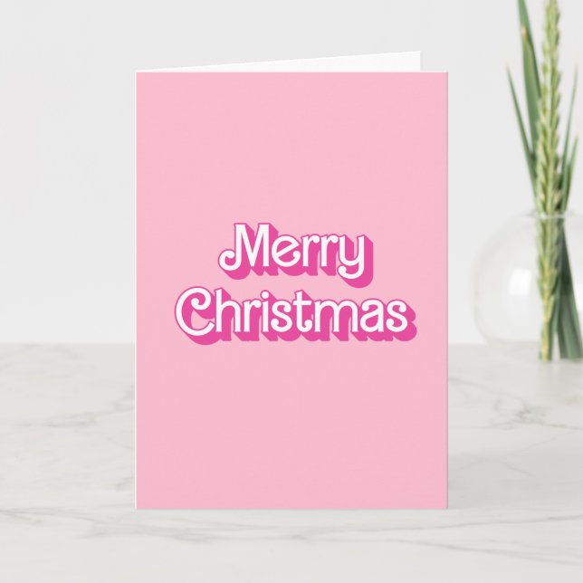 Frohe Weihnachtsrosa Feiertagskarte (Vorderseite)