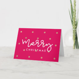 Frohe Weihnachtsrosa mit Imitats Gold Dots Feiertagskarte