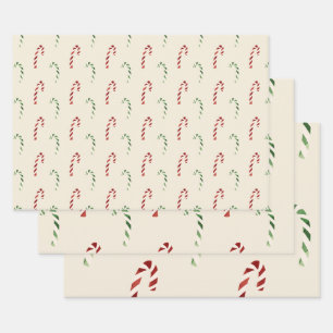 Frohe Weihnachtsrote und grüne Süßigkeiten Geschenkpapier Set