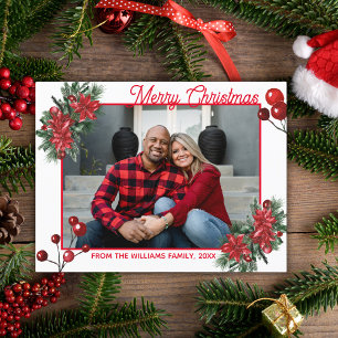 Frohe Weihnachtsroten Heilige Beeren Blumenbeeren Postkarte