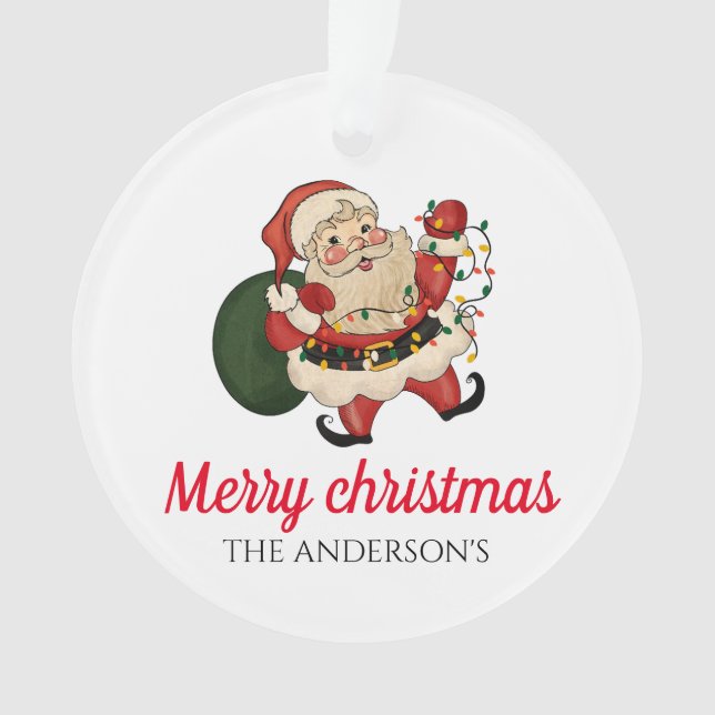 Frohe Weihnachtssanta Ornament (Vorderseite)