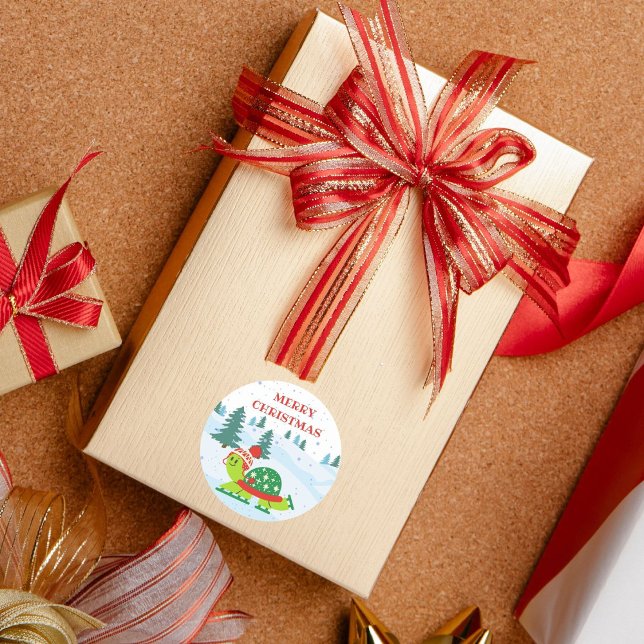 Frohe Weihnachtsschildkröte Ice Skaten Stickers (Von Creator hochgeladen)