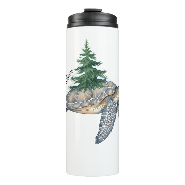 Frohe Weihnachtsschildkröte Thermosbecher (Vorderseite)