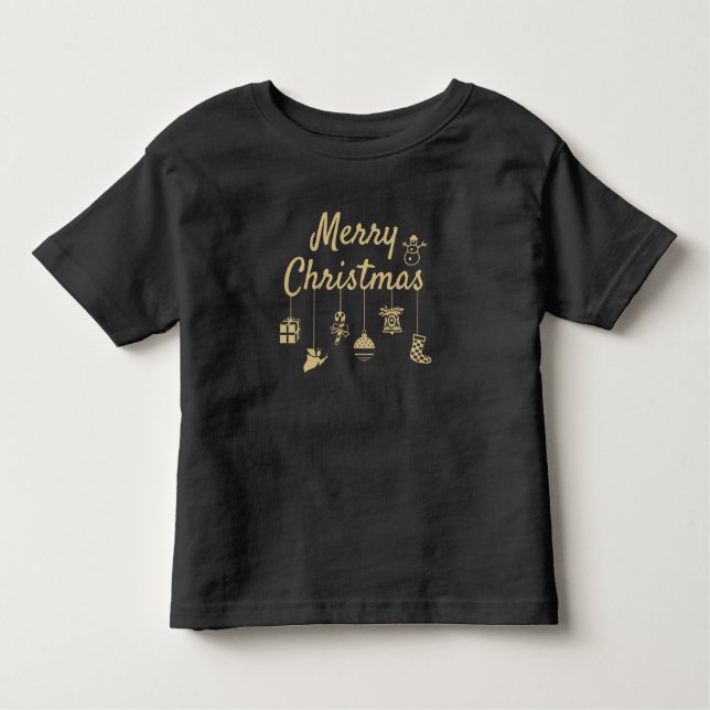 Frohe Weihnachtsschmuck Gold Kleinkind T-shirt (Vorderseite)