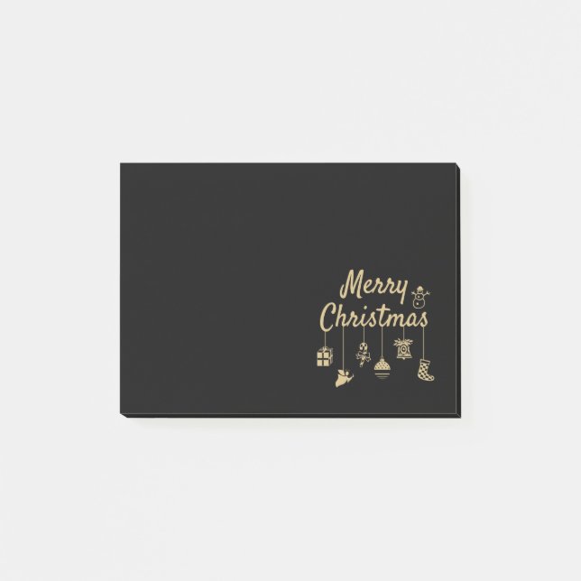 Frohe Weihnachtsschmuck Gold Post-it Klebezettel (Vorderseite)