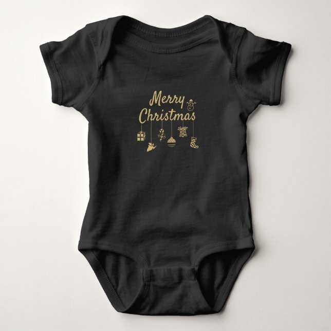 Frohe Weihnachtsschmuck goldene Farbe goldene Deko Baby Strampler (Vorderseite)