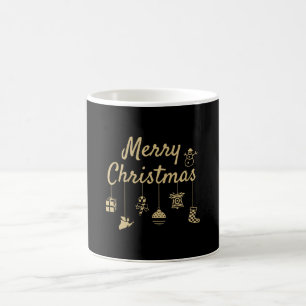 Frohe Weihnachtsschmuck goldene Farbe goldene Deko Kaffeetasse